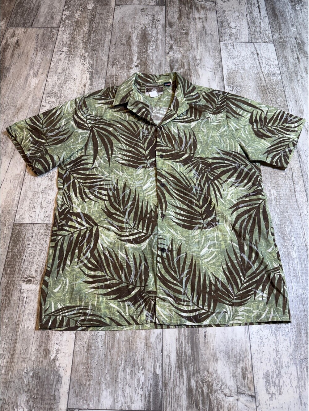 Kalaheo Mens L Made in Hawaii Tropical Palm Hawaiian Shirt USA